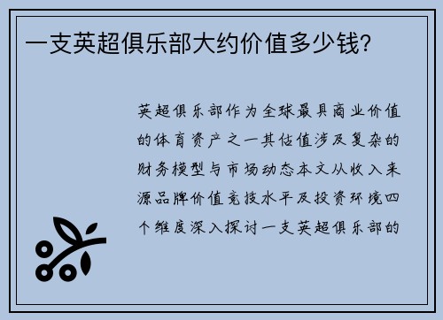 一支英超俱乐部大约价值多少钱？